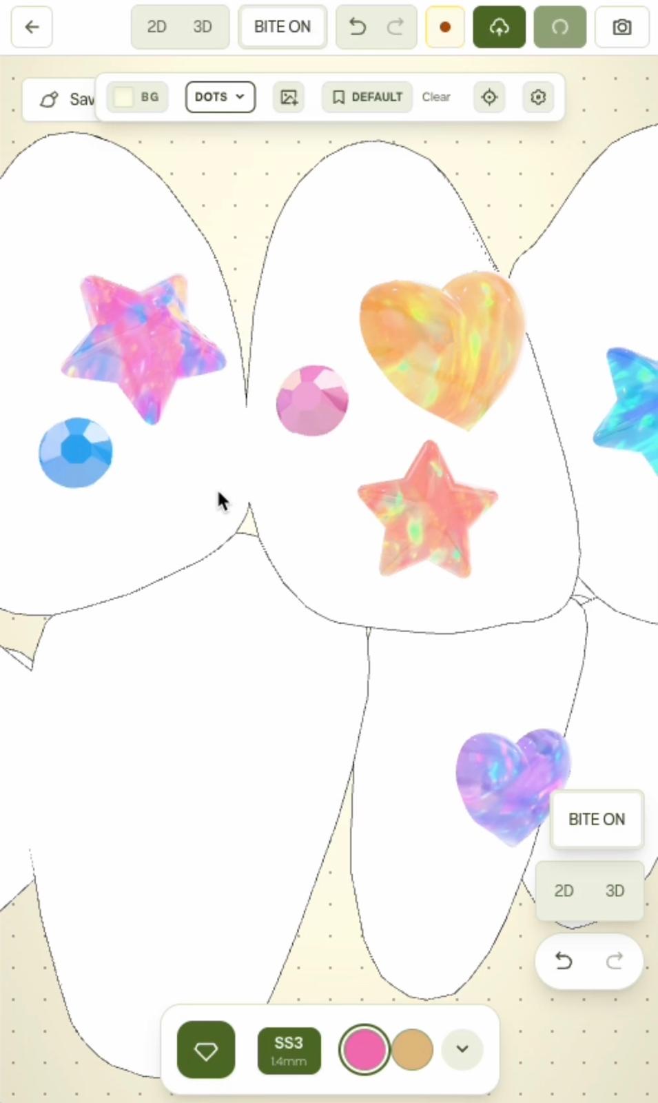 The Smile Map 3D studio with ultra-realistic tooth gems being placed on a tooth map